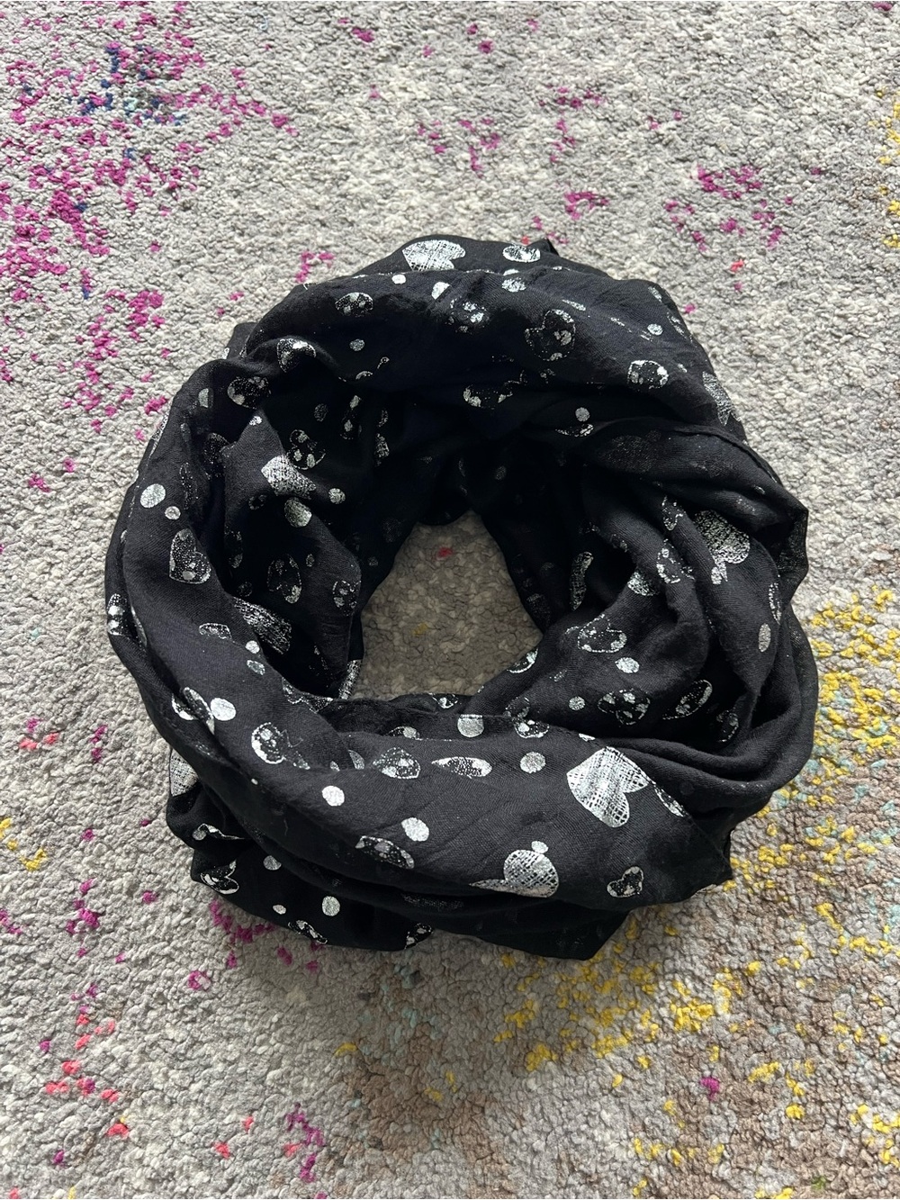 Ricki's Black Infinity Scarf with Silver Dot Accents